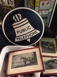 2 sided enamel Public Telephone sign in very good condition!