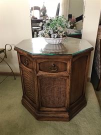 End table with glass top