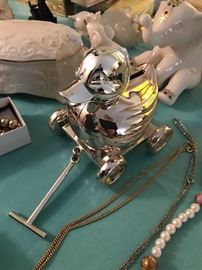 Silver plated baby bank