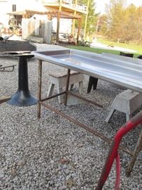 Vintage Stainless Steel Top Table 