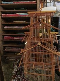 Vintage bird cage, Old General Store Linen/Paper Display Cupboard