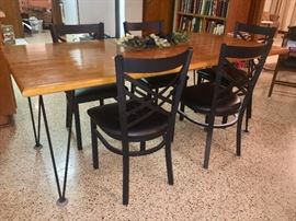 Custom made rectangular table with oh so cool legs!! Measures 6' X 3'