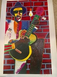 Hand pulled multi colored silk screen serigraph "Steve's Rib Shack" by George Hunt. #132/450 and signed!