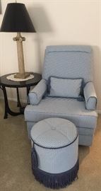 Rocking Chair w Matching Ottoman, Side Table and Lamp