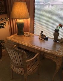 Hand Painted Desk, Desk Chair, Hand Painted Lamp