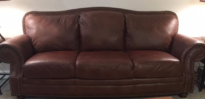 Blended Leather Sofa w Nailhead Accent 