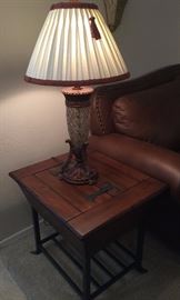 Pair Lift Top End Tables, Pair Glass Base Lamps