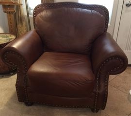 Blended Leather Arm Chair w Nailhead Accent