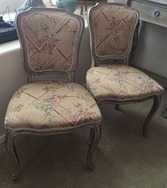Pair Hand Painted and Upholstered Chairs