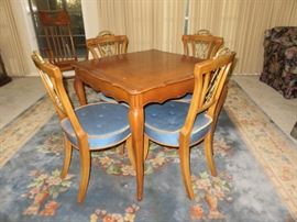 Antique French Game Table and Four Chairs
