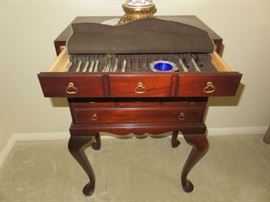 Mahogany Wallace Sterling Flatware Set