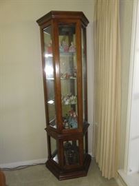 Walnut Narrow Lighted China Cabinet