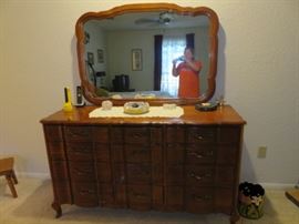 French Provincial Triple Dresser with Mirror