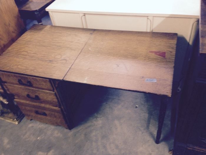 primitive pine desk,  side folds down  $ 100.00