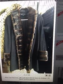 Chic Black Wool with Mink,  SZ Med  Sale Price $ 250.00