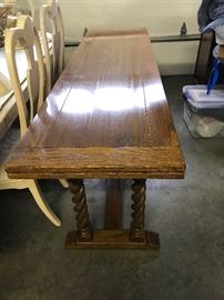  6' x 20 inch     Solid oak table with beauiful turned legs $ 275.00