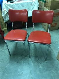 Original 1950's  Retro red chairs , crome trim in good condition         Final Sale  $ 80.00    pair