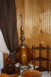 Vintage large amber color lamp one of two