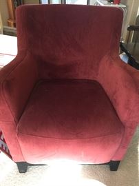Suede look rose/burgundy colored chair