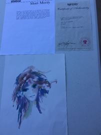 Shan Merry, " Amethysta", Certificate of Authenticity   Reg #:  151809   2005    11 5/8 x 9  Seriolithograph in color on paper,  signed in the plate