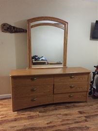 Dresser with Mirror, Matching Night Stand and Headboard