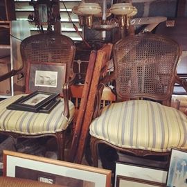 Pair of Louis XV style caned chairs