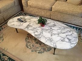 Vintage Italian marble kidney shaped coffee table