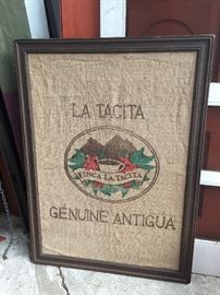 Framed original coffee bag