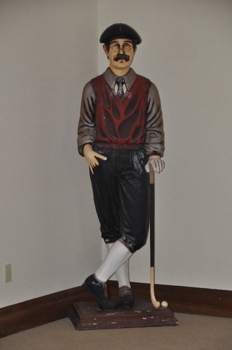 Vintage golfer.  Stands 75" high and the base is 26" x 21"