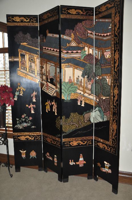 Detail on the Four of the 8 Panel Asian Screen 96"h x 144'w!!
