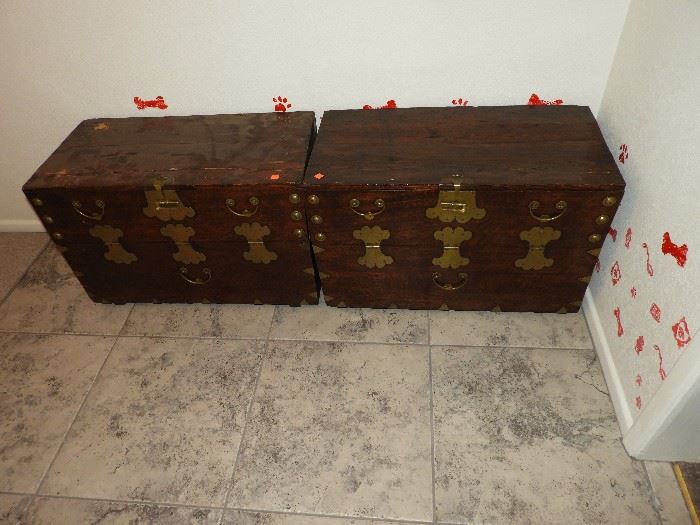 Vintage (antique?) matching wooden chests