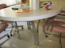 CHROME ROUND MID-CENTURY TABLE AND CHAIRS