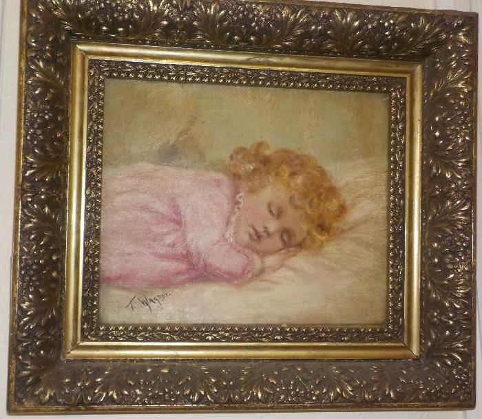 Sleeping girl oil painting