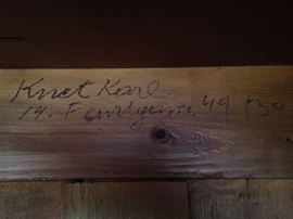 Antique storage armoire - signed and dated