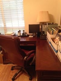 L-shaped desk and office chair