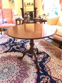 18th Century English Queen Anne tilt top table, mahogany.