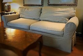 Get that Pottery Barn or Restoration Hardware look for a fraction of the cost. I had this covered in a 100% cotton rough hewn linen slip cover for easy cleaning- very comfortable. $200