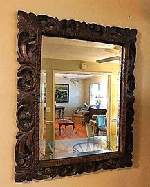 Gorgeous walnut antique mirror with beveled edges.
$100