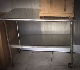 Stainless steel utility table perfect as kitchen island or for laundry room.
$75