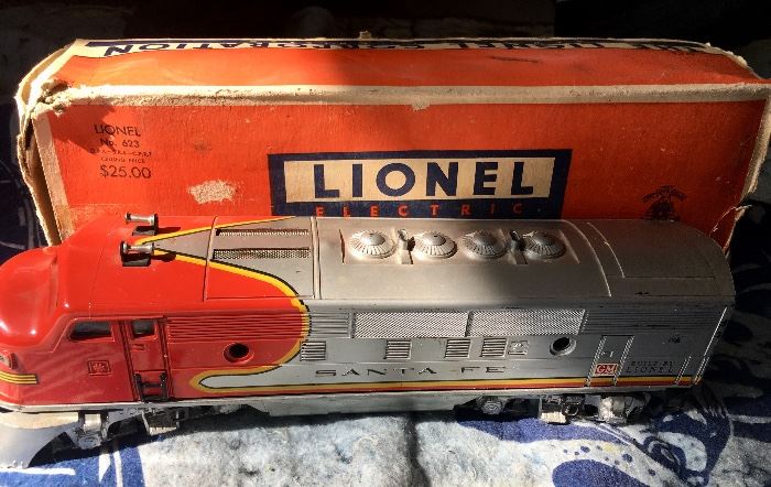 Lionel Electric Trains Santa Fe Engine #623. Lionel Electric Trains. This item will be sold as a complete collection for $2,000. It is the only product that will not be discounted on Saturday, 11/18.