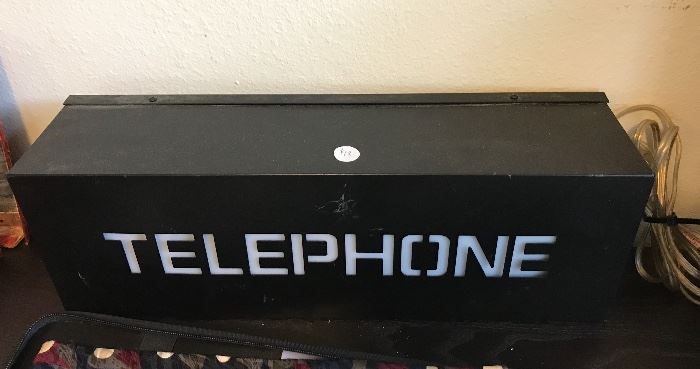 Vintage telephone box. Set up to be a light box. Estate sale price: $18.