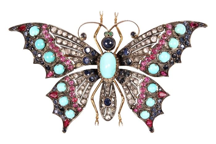 Antique Gem Set Butterfly Brooch - Appraised At $6,500