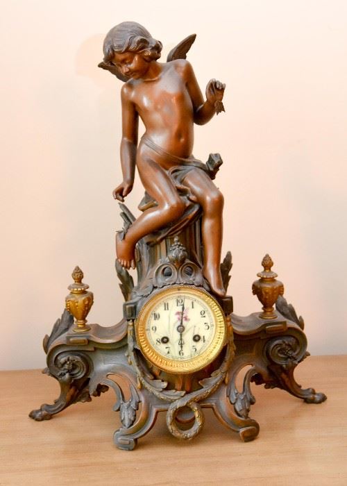 Art Nouveau Mantle Clock with Cherub 