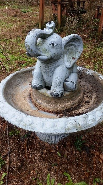 Concrete elephant fountain