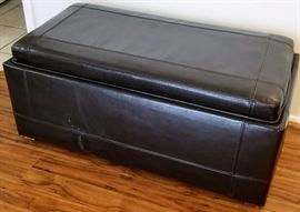 Storage Ottoman with Wood Tray