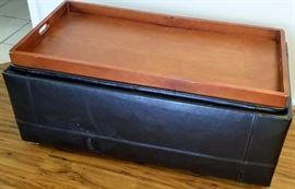 Storage Ottoman Wood Tray