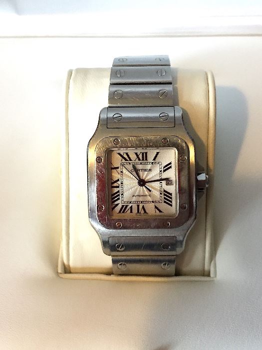 Tiffany’s Platinum Wedding Band (Size 8) to a Cartier Santos Galbee XL Steel Men’s Automatic Watch.. several other great time pieces to choose from to lots of cuff links and costume pieces, too!