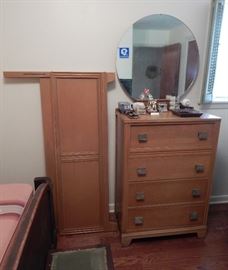 Headboard and Footboard with Matching Chest with Mirror