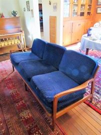 Mid Century Modern wood frame sofa (reupholstered)