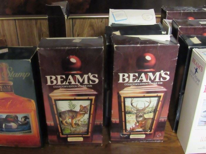 Beams Collectible bottles in boxes